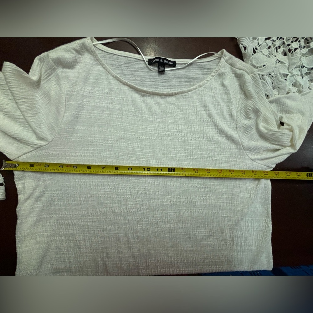 Cable and gage white lace blouse fairy minimalist Beachy preppy xl whimsy flowy - Picture 3 of 7